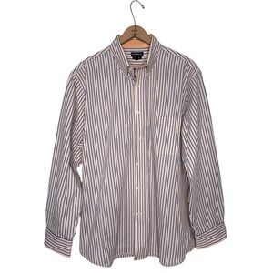 Croft & Barrow Men’s Striped Blue and Yellow Button Down Shirt Size 17.5 34/35